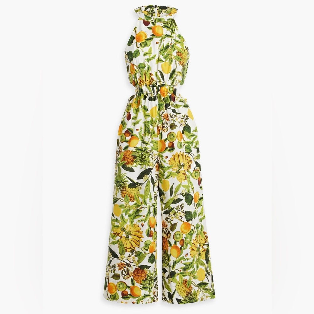 $495 NWT Cara Cara Anthropologie Savannah Banana Fruit Print Jumpsuit Size XS